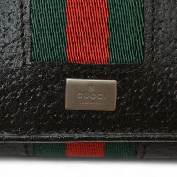 Gucci Outlet Key Case Key Holder 6-stacks Pigskin Sherry Line Black 033 - Picture 3 of 9